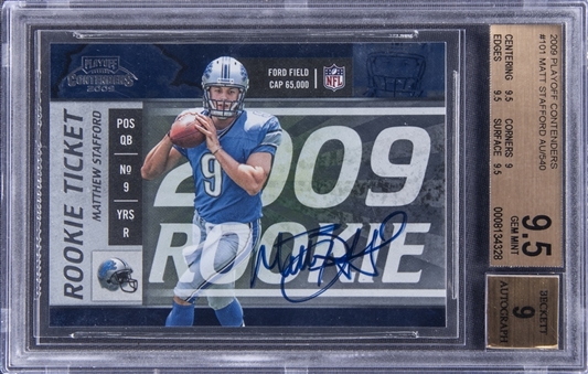 2009 Playoff Contenders "Rookie Ticket" #101 Matthew Stafford Signed Rookie Card - BGS GEM MINT 9.5/BGS 9